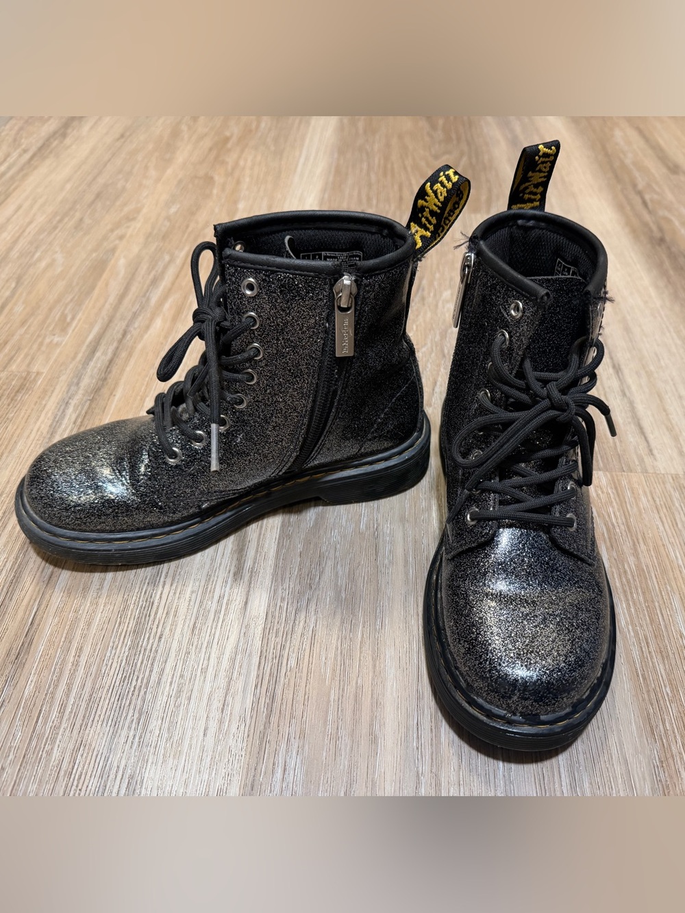 Dr. Martens 1460 J Black Glitter Girls Boots US 2 UK 1 EU 33